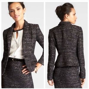 Ann Taylor Marled Tweed Black Purple Blazer Jacket